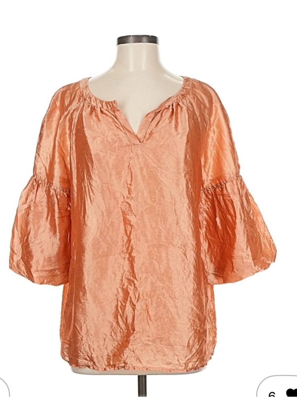 Talbots Peach
Size M 3/4 sleeve silk top